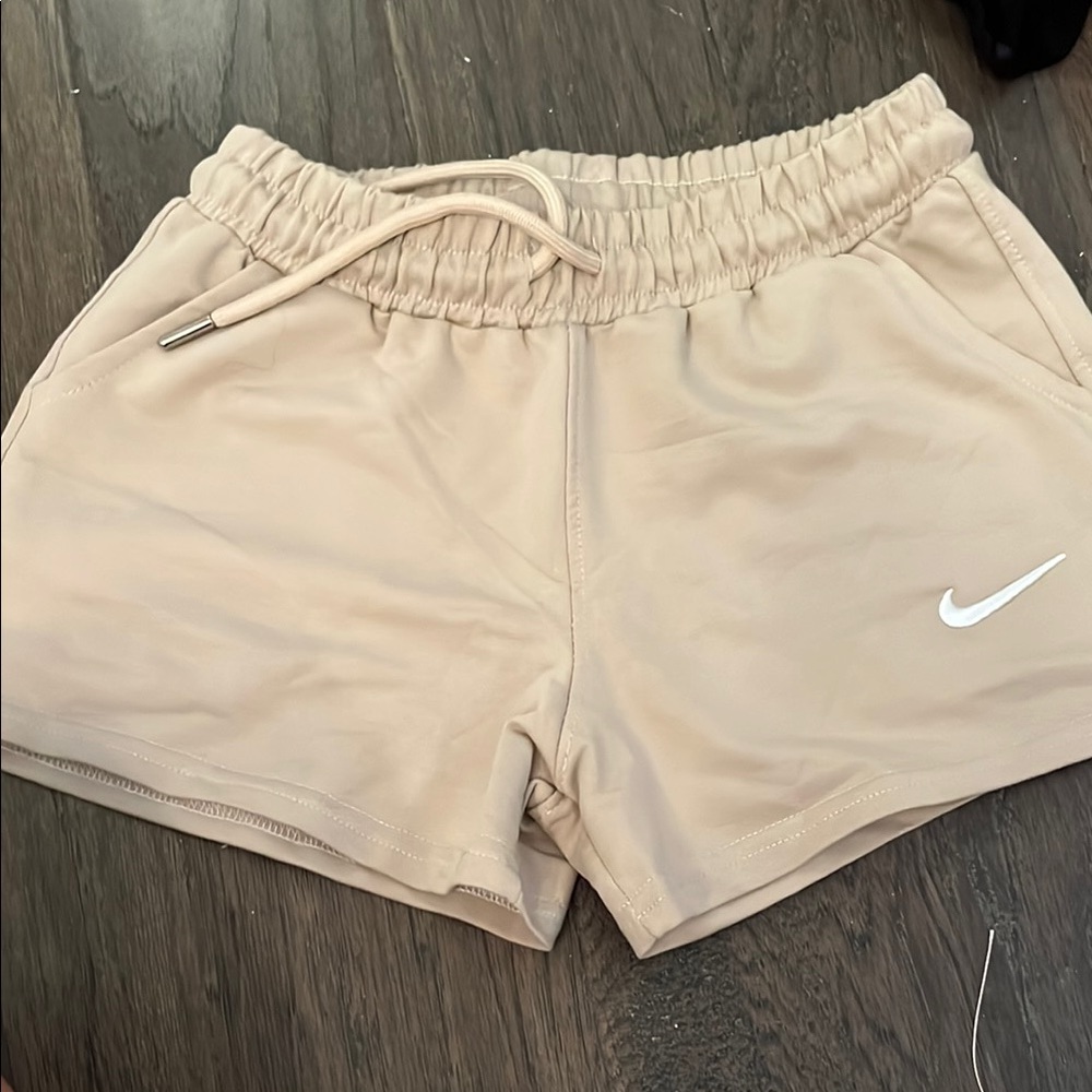 Nike Tan Athletic Shorts with Elastic Waistband